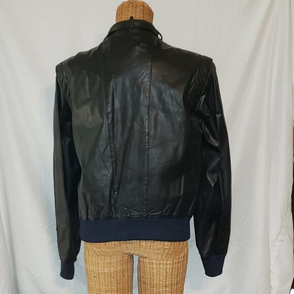 Vintage Men's FINGERHUT FASHIONS Black Leather Jacket w/Zip fleece lining - M - Picture 3 of 6